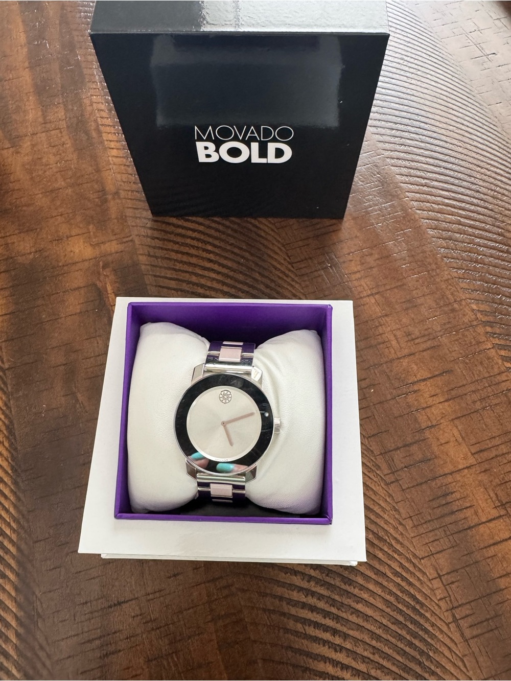 Movado Silver & Pink Watch